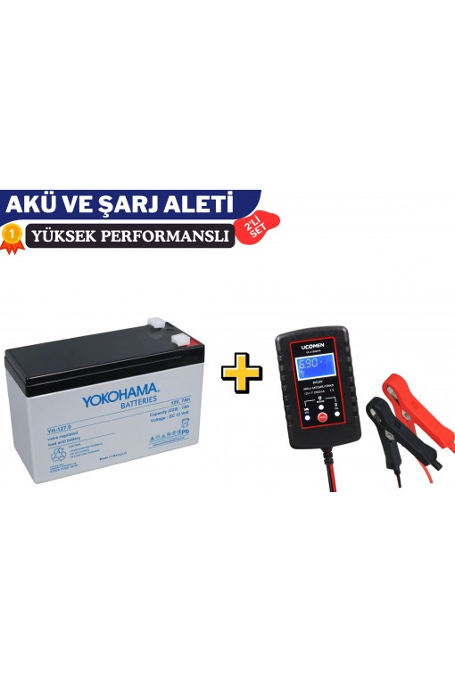 YOKOHAMA 12V 7AH VE Ucomen 6/12V 2A Siyah Akü Şarj Cihazı YOKOHAMA 12V 7AH VE Ucomen 6/12V 2A Siyah Akü Şarj Cihazı